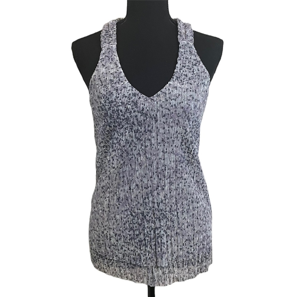 Anthropologie Shimmer Textured Ruffle Tank Top